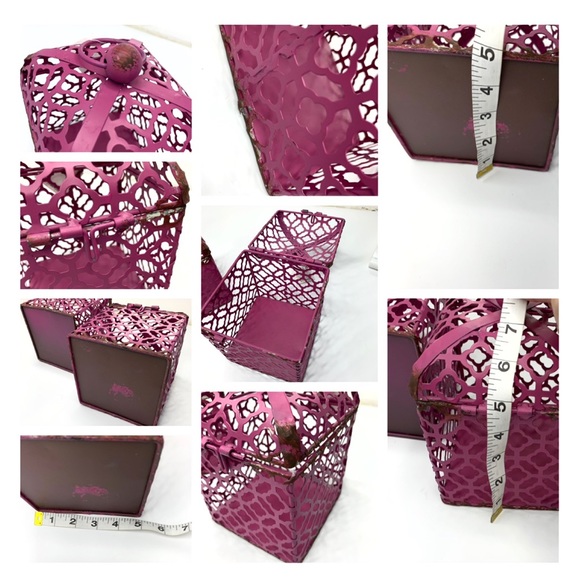 New 1 Cage Fuchsia Distressed Candle Holder Decor - Picture 4 of 6